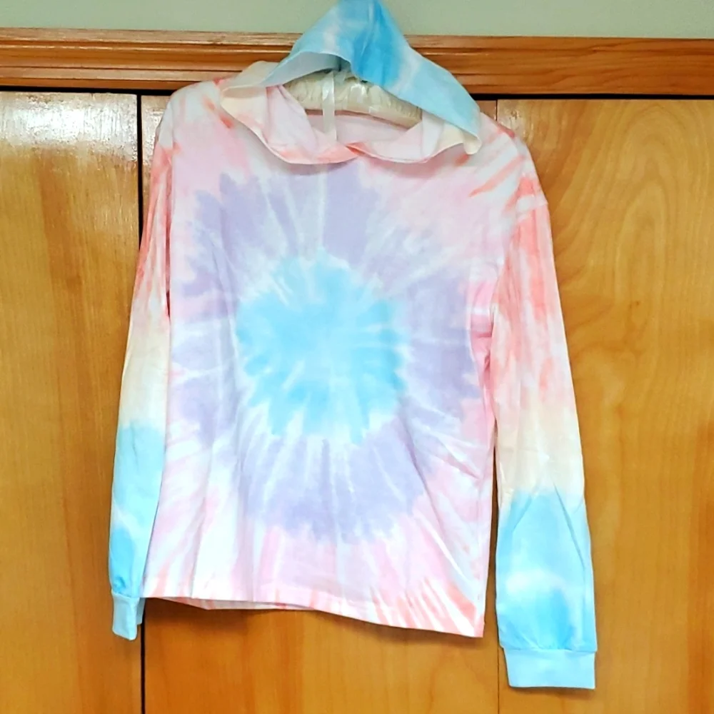 LAST ONE! Girls XL soft tie-dye sweatshirt hoodie pink, blue, yellow, purple